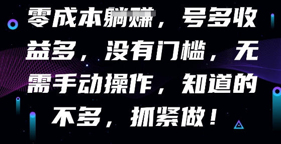 零成本全自动，号多收益多，没有门槛，无需手动-翎创云终点站