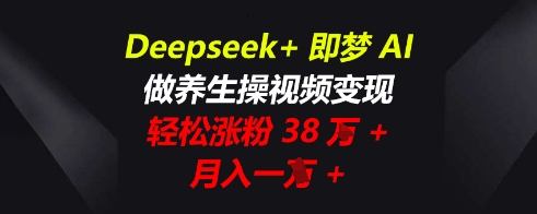 Deepseek+即梦AI，做养生操视频变现，轻松涨粉38W+，月入一W+-翎创云终点站