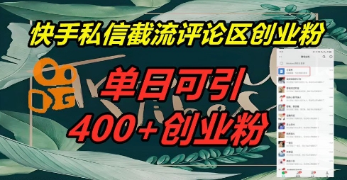 快手私信截流创业粉，一天引流400+-翎创云终点站