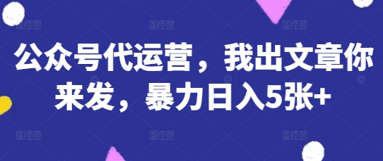 公众号代运营，我出文章你来发，暴力日入5张+【揭秘】-翎创云终点站