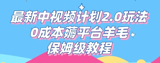 最新中视频计划2.0玩法，0成本薅平台羊毛，保姆级教程-翎创云终点站