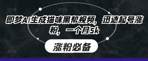 即梦AI生成猫咪黑帮视频，迅速起号涨粉，一个月5k-翎创云终点站