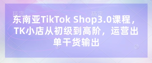 东南亚TikTok Shop3.0课程,TK小店从初级到高阶,运营出单干货输出-翎创云终点站