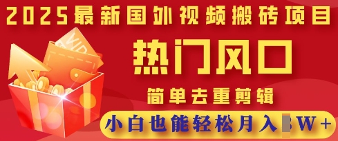 2025最新视频搬砖项目，热门风口，简单去重剪辑，小白也能轻松月入过W-翎创云终点站