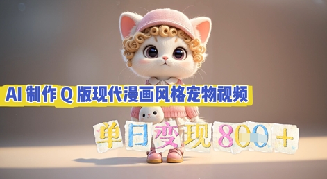 AI制作Q版现代漫画风格宠物视频，单日变现几张-翎创云终点站