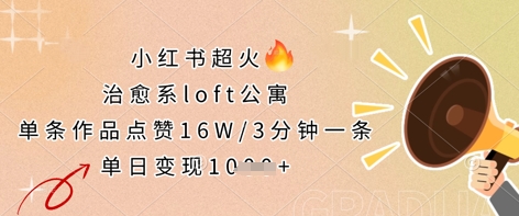小红书超火的治愈系loft公寓，单条作品点赞16W，3分钟一条，单日变现数张-翎创云终点站